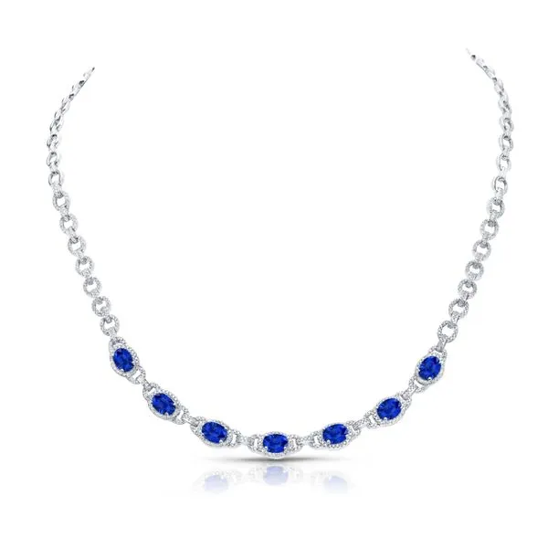Uneek Precious Collection Round Blue Sapphire Fashion Necklace Diamond Source Jewelers Greenwood Village, CO