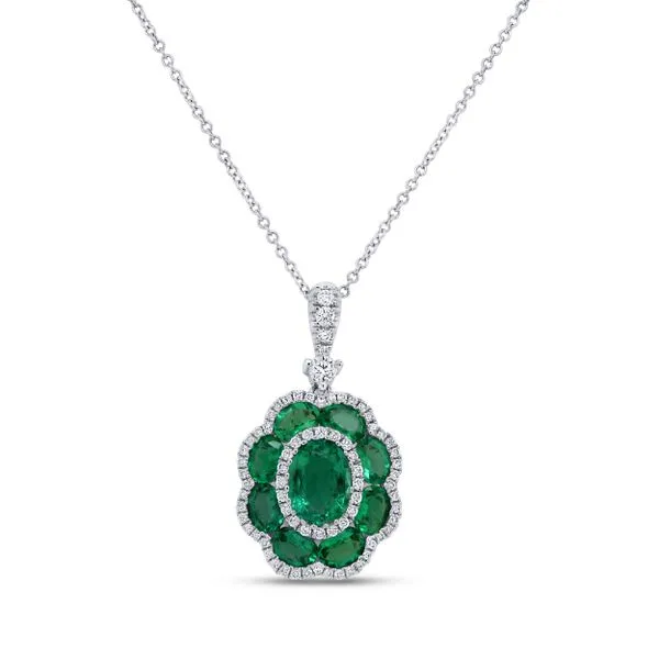 Uneek Precious Collection Oval Shaped Emerald Drop Pendant Diamond Source Jewelers Greenwood Village, CO