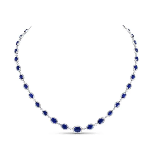 Uneek Precious Collection Round Blue Sapphire Link Necklace Tracy Jewelers Spokane, WA