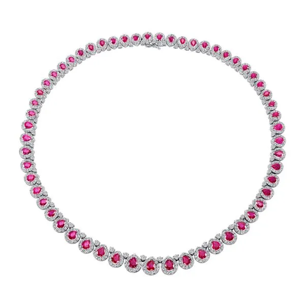Uneek Precious Collection Pear Ruby Link Necklace Diamond Source Jewelers Greenwood Village, CO