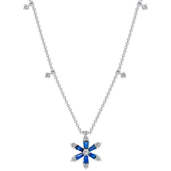 Uneek Precious Collection Baguette Blue Sapphire Drop Necklace Quest Fine Jewelers Fairfax, VA