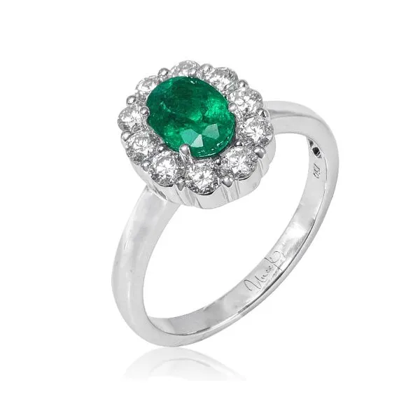 Uneek Precious Collection Halo Oval Emerald Engagement Ring Quest Fine Jewelers Fairfax, VA