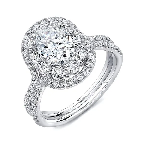 Uneek Silhouette Collection Double-Halo Oval Engagement Ring Diamond Source Jewelers Greenwood Village, CO