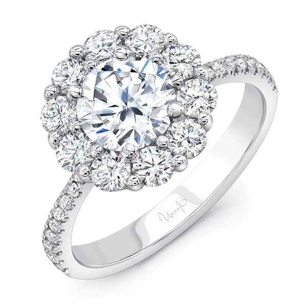 Uneek Petals Collection Halo Engagement Ring Diamond Source Jewelers Greenwood Village, CO