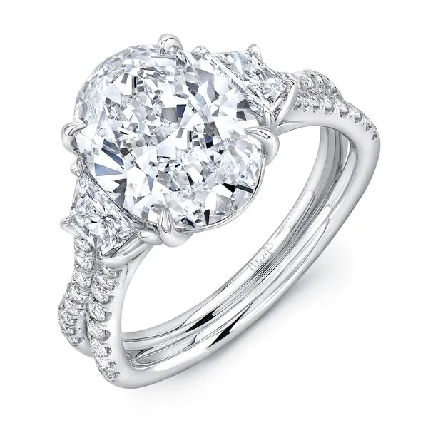 Uneek Silhouette Collection Three-Stone Oval Engagement Ring Quest Fine Jewelers Fairfax, VA