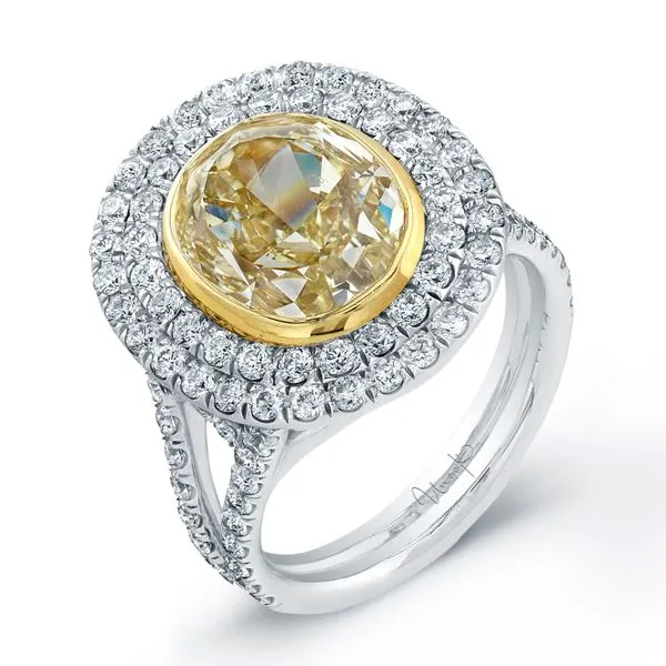 Uneek Natureal Collection Double-Halo Oval Yellow Diamond Engagement Ring Quest Fine Jewelers Fairfax, VA