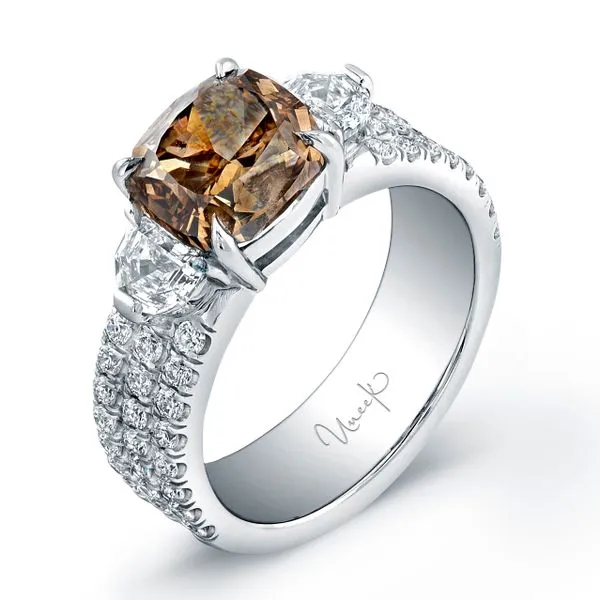 Uneek Signature Collection Three-Stone Cushion Diamond Engagement Ring Diamond Source Jewelers Greenwood Village, CO