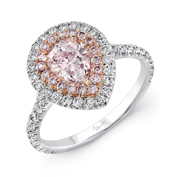 Uneek Natureal Collection Double-Halo Pear Light Pink Diamond Engagement Ring Diamond Source Jewelers Greenwood Village, CO
