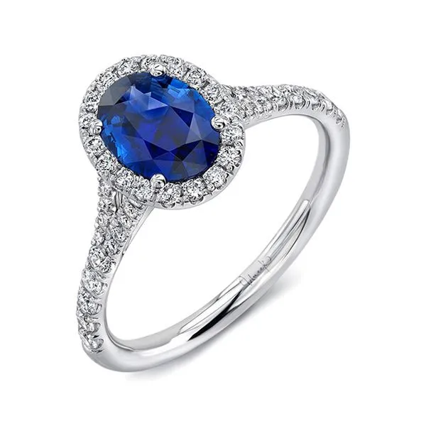 Uneek Precious Collection Halo Oval Blue Sapphire Engagement Ring Quest Fine Jewelers Fairfax, VA
