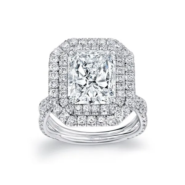 Uneek Signature Collection Double-Halo Radiant Diamond Engagement Ring Diamond Source Jewelers Greenwood Village, CO