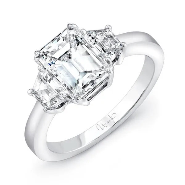 Uneek Signature Collection Three-Stone Emerald Diamond Engagement Ring Diamond Source Jewelers Greenwood Village, CO