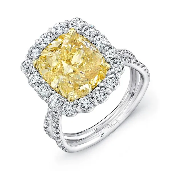 Uneek Natureal Collection Halo Cushion Yellow Diamond Engagement Ring Diamond Source Jewelers Greenwood Village, CO