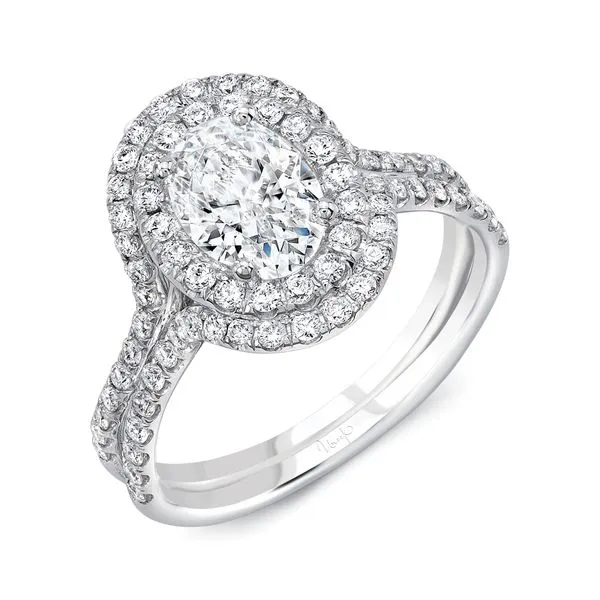 Uneek Silhouette Collection Double-Halo Oval Engagement Ring Quest Fine Jewelers Fairfax, VA