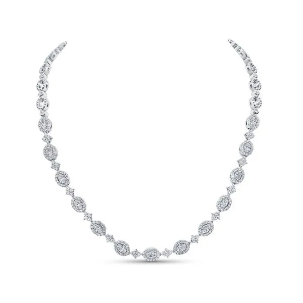 Uneek Signature Collection Halo Oval Diamond Opera Necklace Quest Fine Jewelers Fairfax, VA