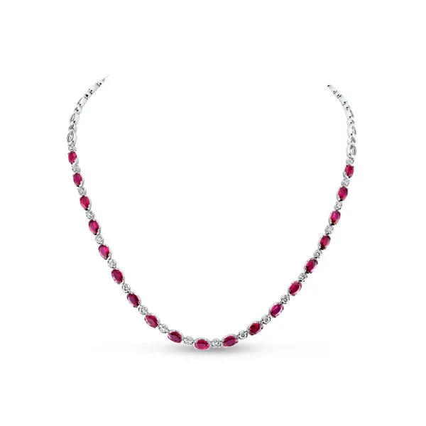 Uneek Precious Collection Oval Ruby Link Necklace Quest Fine Jewelers Fairfax, VA