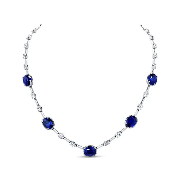 Uneek Precious Collection Oval Blue Sapphire Fashion Necklace Quest Fine Jewelers Fairfax, VA