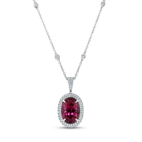 Uneek Precious Collection Oval Rubellite Drop Pendant Diamond Source Jewelers Greenwood Village, CO