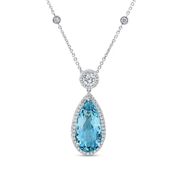 Uneek Precious Collection Pear Aquamarine Drop Pendant Diamond Source Jewelers Greenwood Village, CO