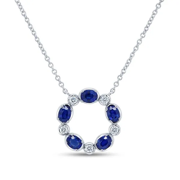 Uneek Precious Collection Circle Oval Blue Sapphire Fashion Pendant Diamond Source Jewelers Greenwood Village, CO