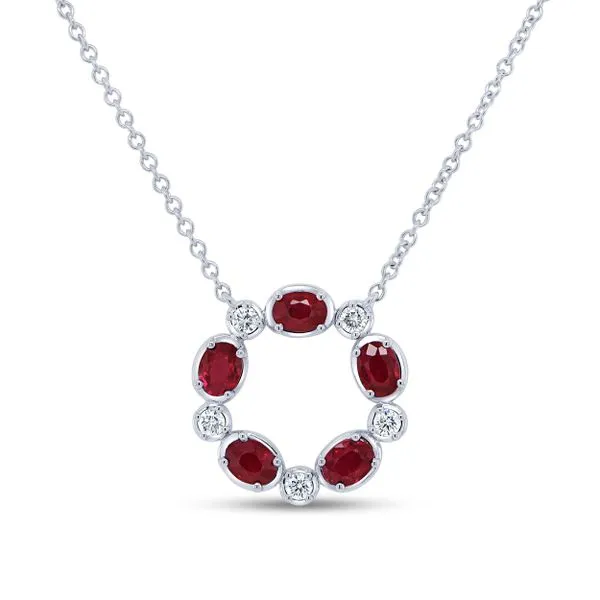 Uneek Precious Collection Circle Oval Ruby Fashion Pendant Diamond Source Jewelers Greenwood Village, CO