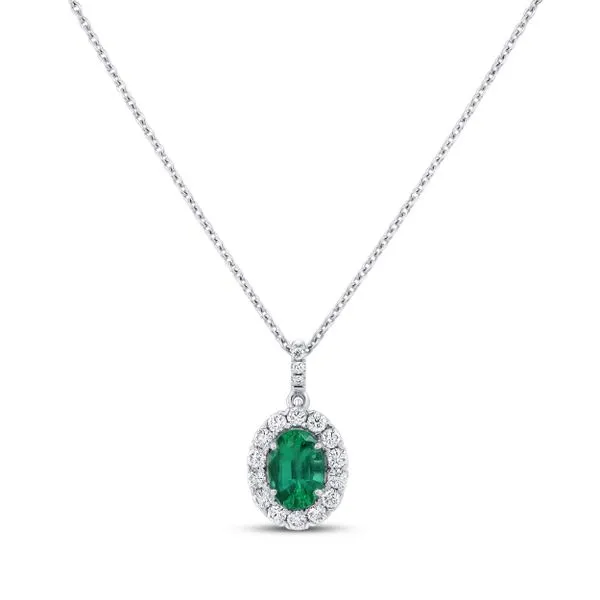 Uneek Precious Collection Oval Green Diamond Drop Pendant Diamond Source Jewelers Greenwood Village, CO