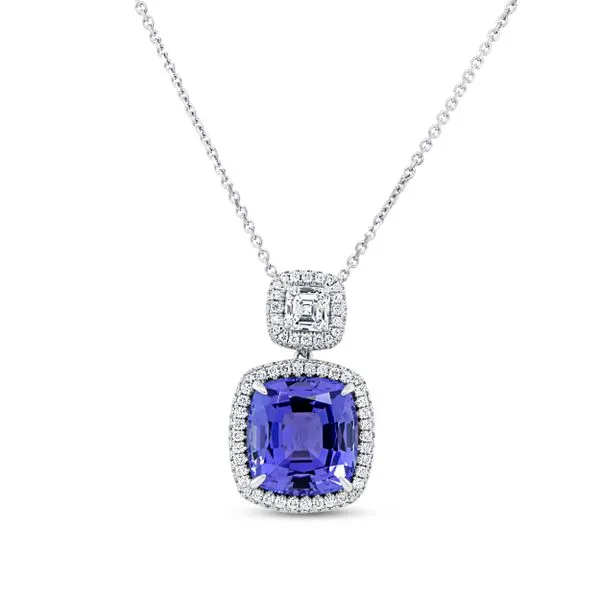 Uneek Precious Collection Cushion Tanzanite Drop Pendant Quest Fine Jewelers Fairfax, VA