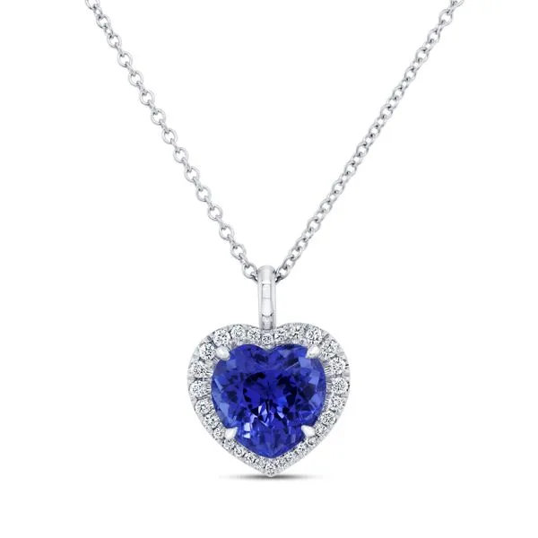 Uneek Precious Collection Heart Shaped Tanzanite Drop Pendant Diamond Source Jewelers Greenwood Village, CO