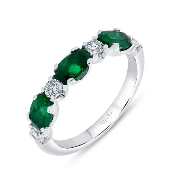 Uneek Precious Collection Straight Oval Emerald Stackable Ring Mystique Jewelers Alexandria, VA