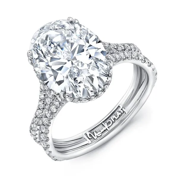 Uneek Signature Collection Under-Halo Oval Diamond Engagement Ring Diamond Source Jewelers Greenwood Village, CO