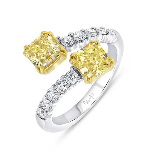 Uneek Natureal Collection Bypass Radiant Fancy Yellow Diamond Fashion Ring Diamond Source Jewelers Greenwood Village, CO