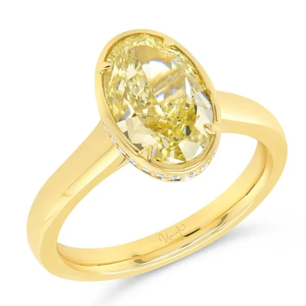 Uneek Natureal Collection Under-Halo Oval Fancy Yellow Diamond Engagement Ring Tracy Jewelers Spokane, WA