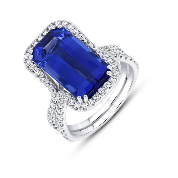 Uneek Precious Collection Split-Shank Emerald Tanzanite Engagement Ring Diamond Source Jewelers Greenwood Village, CO