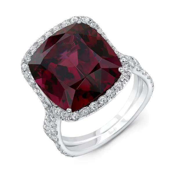 Uneek Precious Collection Halo Cushion Garnet Engagement Ring Quest Fine Jewelers Fairfax, VA