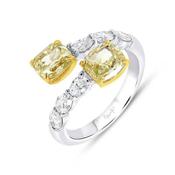 Uneek Natureal Collection Bypass Cushion Fancy Yellow Diamond Fashion Ring Tracy Jewelers Spokane, WA