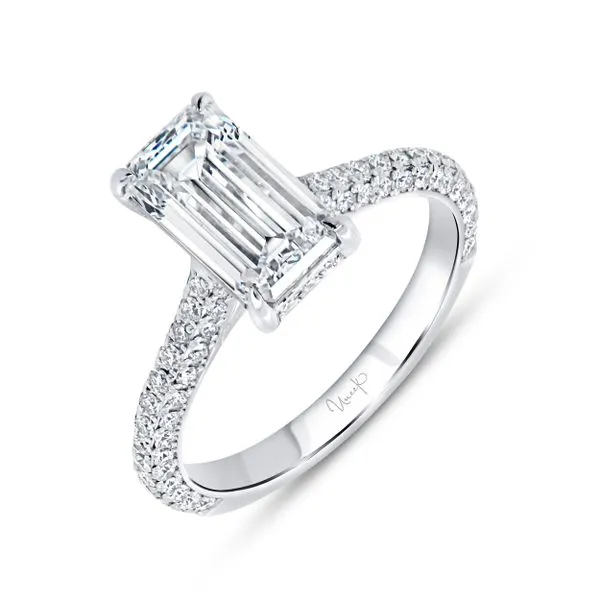 Uneek Timeless Collection Under-Halo Emerald Diamond Engagement Ring Mystique Jewelers Alexandria, VA