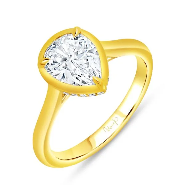 Uneek Alexandria Collection Bezel Pear Engagement Ring Diamond Source Jewelers Greenwood Village, CO