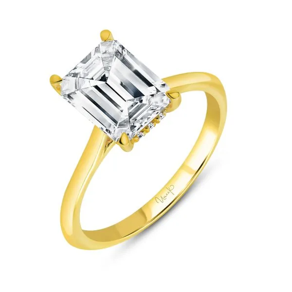 Uneek Timeless Collection Under-Halo Emerald Engagement Ring Tracy Jewelers Spokane, WA