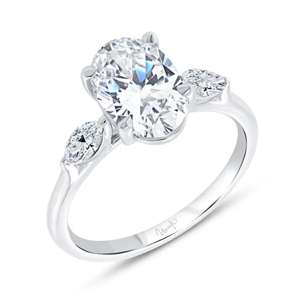 Uneek Timeless Collection Three-Stone Oval Engagement Ring Tracy Jewelers Spokane, WA