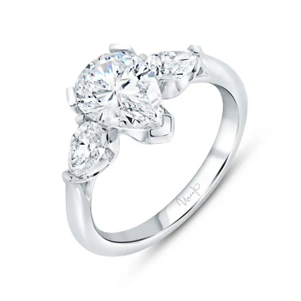 Uneek Alexandria Collection Three-Stone Pear Engagement Ring Diamond Source Jewelers Greenwood Village, CO