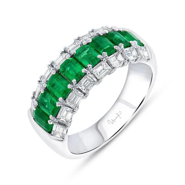 Uneek Precious Collection 3-Row Green Diamond Anniversary Ring Tracy Jewelers Spokane, WA