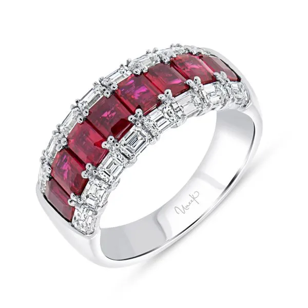Uneek Precious Collection 3-Row Ruby Anniversary Ring Tracy Jewelers Spokane, WA