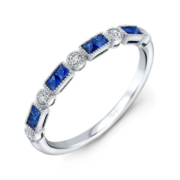 Uneek Precious Collection 1-Row Princess Blue Sapphire Stackable Ring Diamond Source Jewelers Greenwood Village, CO