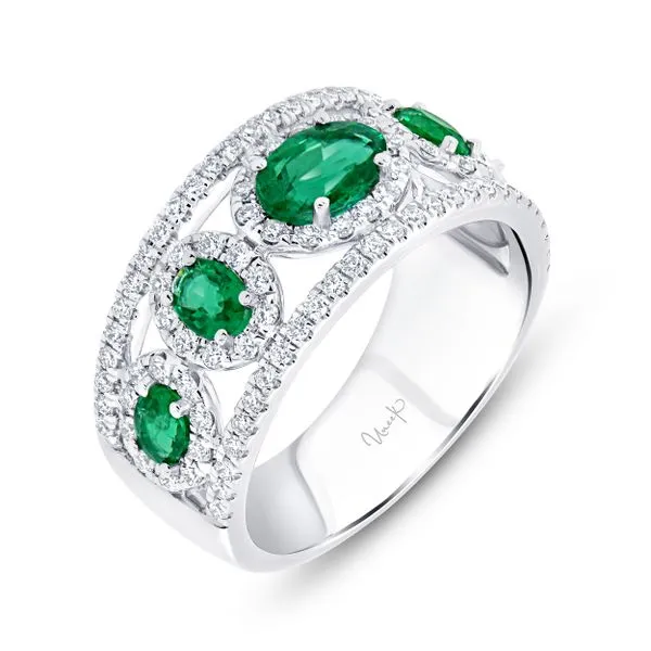 Uneek Precious Collection 5-Stone-Halo Oval Emerald Fashion Ring Diamond Source Jewelers Greenwood Village, CO