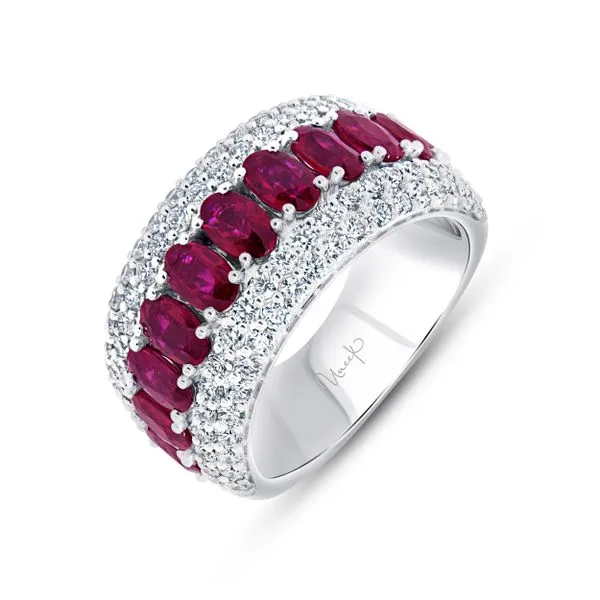 Uneek Precious Collection Multi-Row Oval Ruby Anniversary Ring Quest Fine Jewelers Fairfax, VA