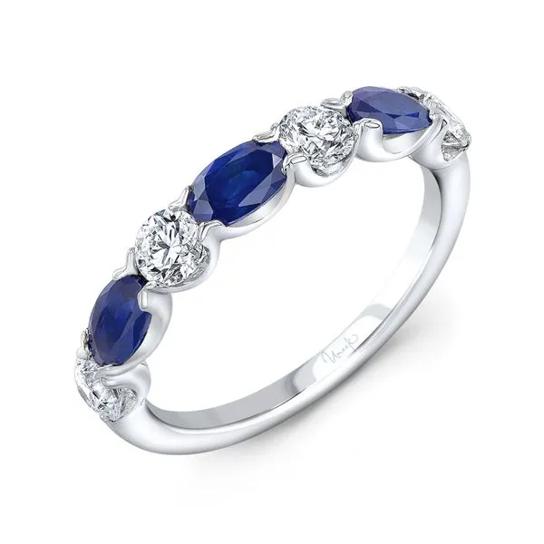 Uneek Precious Collection 1-Row Oval Blue Sapphire Stackable Ring Diamond Source Jewelers Greenwood Village, CO