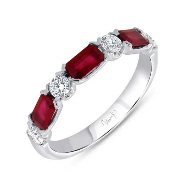 Uneek Precious Collection Seven-Stone Emerald Ruby Stackable Ring Mystique Jewelers Alexandria, VA