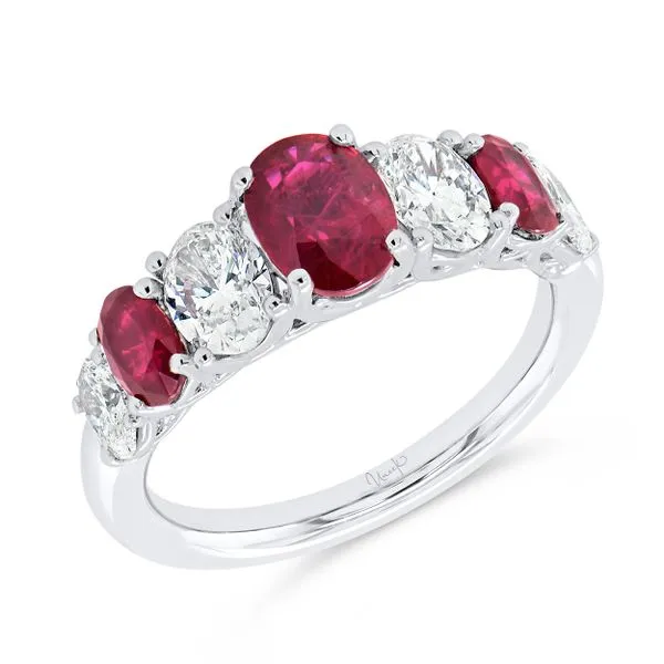 Uneek Precious Collection Seven-Stone Oval Ruby Anniversary Ring Diamond Source Jewelers Greenwood Village, CO