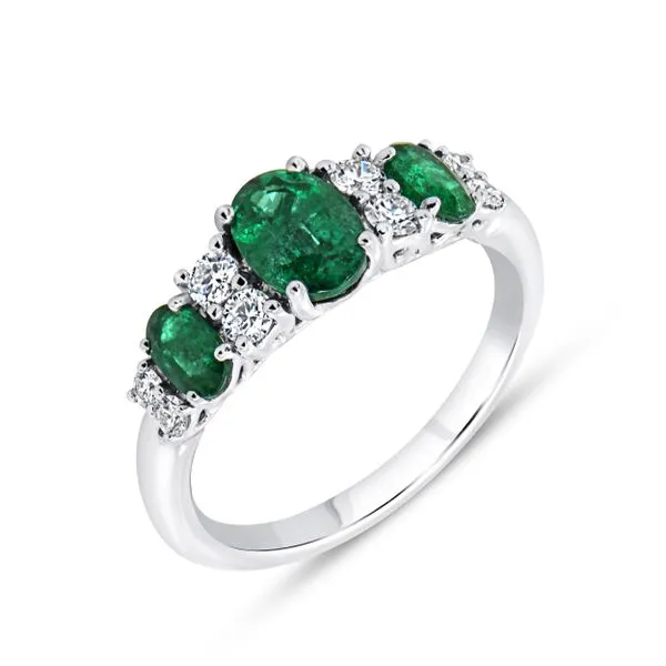 Uneek Precious Collection Oval Emerald Anniversary Ring Diamond Source Jewelers Greenwood Village, CO