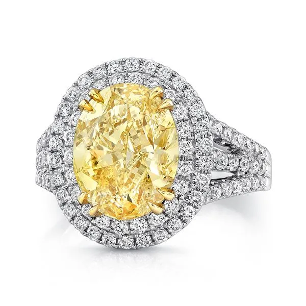 Uneek Natureal Collection Halo Oval Fancy Yellow Diamond Engagement Ring Diamond Source Jewelers Greenwood Village, CO