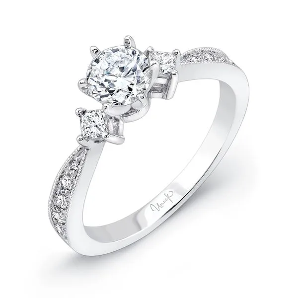Uneek Three-Stone Engagement Ring Diamond Source Jewelers Greenwood Village, CO